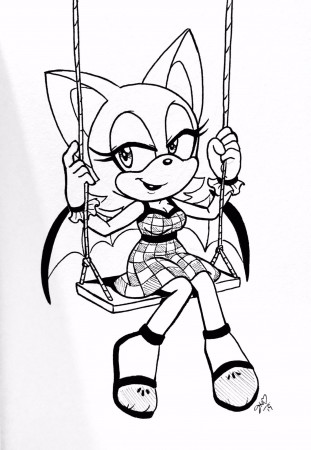 drawing of Rouge on a swing ...