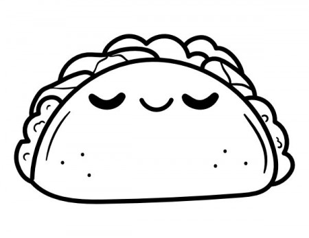 Printable Kawaii Taco Coloring Page | Cute coloring pages, Coloring pages,  Taco pictures