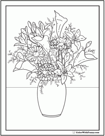 102+ Flower Coloring Pages ✨ Tulips, Roses, Lilies, Daisies, Bouquets