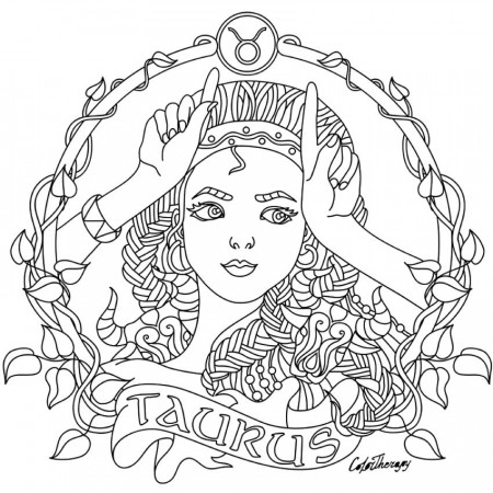 Taurus Zodiac beauty colouring page | Mandala coloring pages, Fairy coloring  pages, Coloring pages