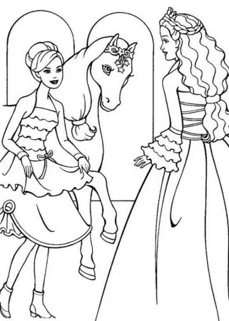 Barbie Princess Would Like To Ride Her Horse Coloring Page : Coloring Sun