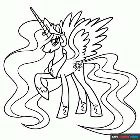 Princess Celestia from My Little Pony Coloring Page | Easy Drawing Guides