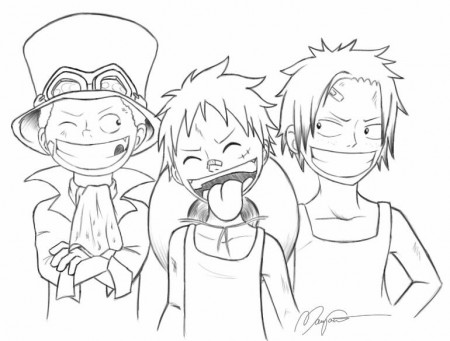 sabo x monkey d. luffy x portgas d. ace | Anime drawings tutorials, Coloring  pages, Luffy