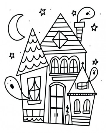 Cute Halloween Haunted House Coloring Page - Free Printable Coloring Pages  for Kids