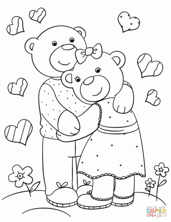 Cute Bears Hugging coloring page | Free Printable Coloring Pages