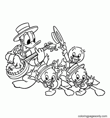 Donald Duck Playing Banjo Coloring Pages - Donald Duck Coloring Pages - Coloring  Pages For Kids And Adults