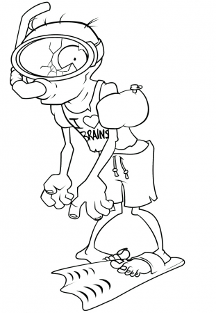 Snorkel Zombie Coloring Page - Free Printable Coloring Pages for Kids