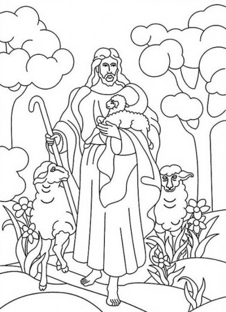 Jesus Resurrection in Heaven with Lambs Coloring Page - NetArt
