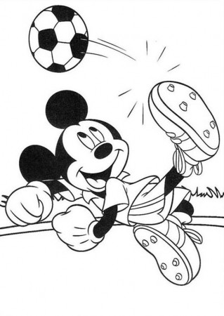 Mickey Mouse Safari Coloring Pages Mickey Trying to Score a Goal ...