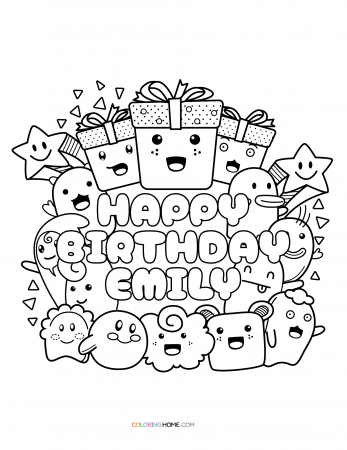 Happy Birthday Emily coloring page