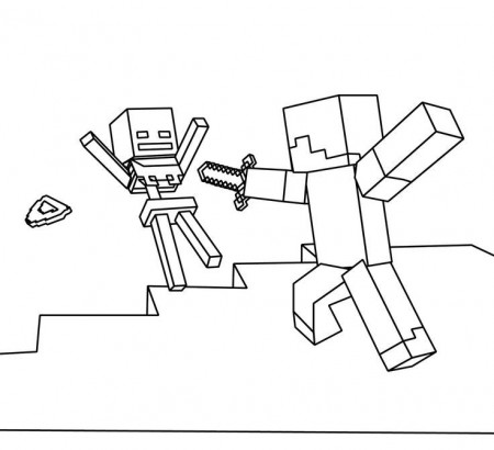 Minecraft Coloring Page - Coloring Picture - Steve and Skeleton ...