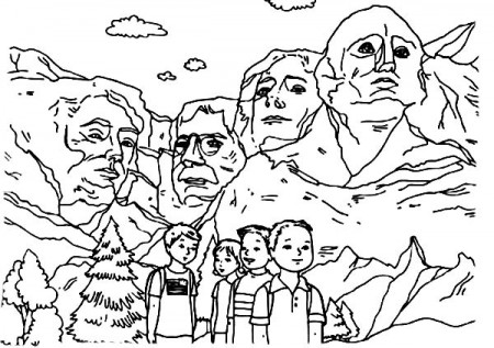 George Washington One Of The Presidents In Mount Rushmore Coloring Page :  Kids Play Color