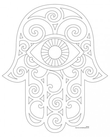 Hamsa Hand Coloring Page Printable | Embroidery patterns, Coloring ...