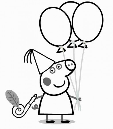 New Coloring | Peppa Pig Coloring Pages Birthday Balloon | Kids ...