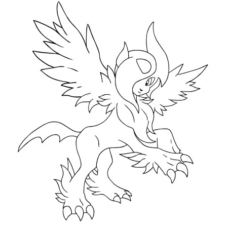 Absol from the third generation of the Pokémon coloring page