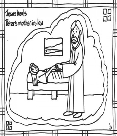 Jesus heals Peter's mother-in-law coloring page – Stushie Art