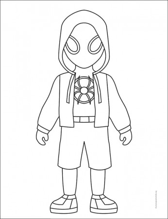 Easy How to Draw Miles Morales Tutorial Video and Coloring Page