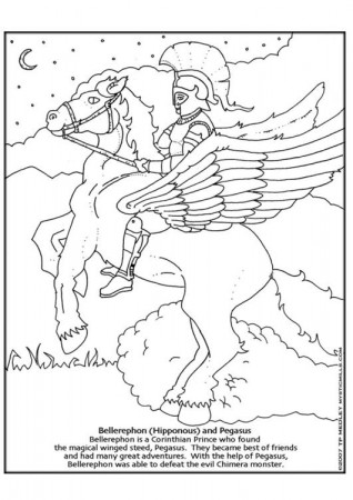 Coloring Page Bellerephon and Pegasus - free printable coloring pages - Img  9253