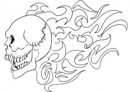 Online coloring pages burning, Coloring page Burning skull skull.