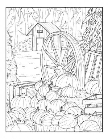 Autumn scenes coloring pages for adults ...