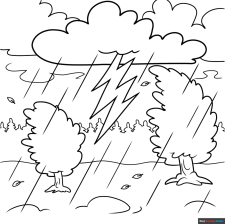 Thunderstorm Coloring Page | Easy ...