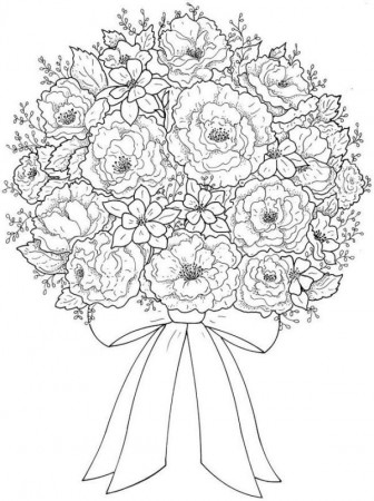Flower Bouquet Coloring Pages PDF Ideas - Coloringfolder.com | Раскраски с  цветами, Раскраски, Шаблоны витражей