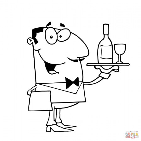 Waiter coloring page | Free Printable Coloring Pages