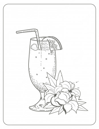 Premium Vector | Summer cocktail coloring page