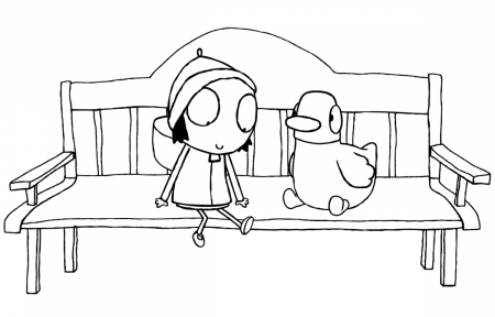 Sarah and Duck Bench Characters Coloring Book to print and online