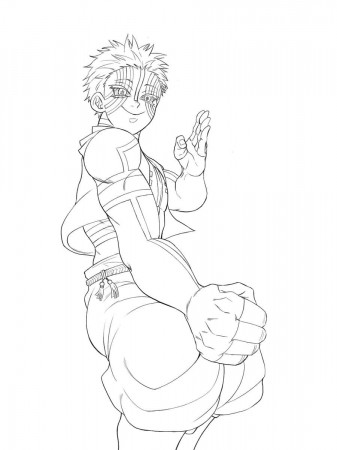 Coloring Pages Akaza In a fighting pose Print Free