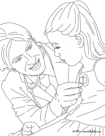 DOCTOR coloring pages - Kid with doctor