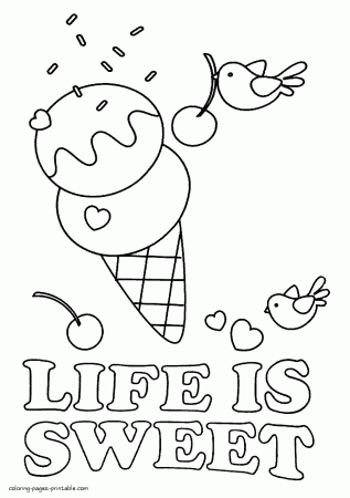 Life is sweet coloring page || COLORING-PAGES-PRINTABLE.COM