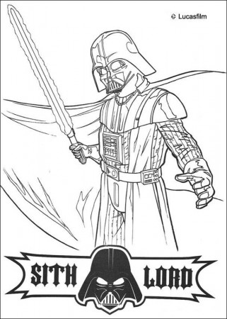 DARTH VADER coloring pages - Darth Vader with a laser sword
