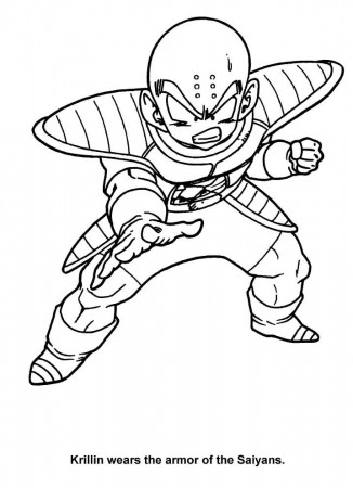krillin in saiyans armor Coloring Page - Anime Coloring Pages
