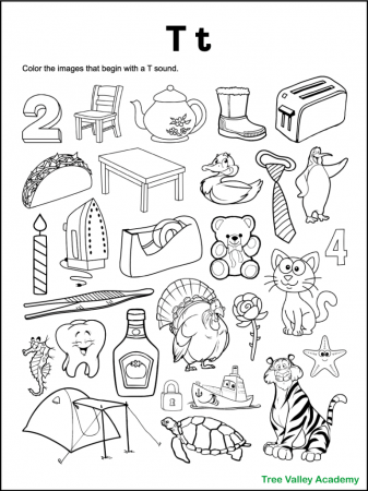 Letter T Sound Worksheets - Tree Valley Academy