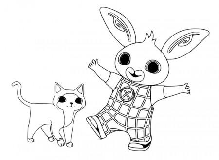 Bunny and Kitten coloring book to print and online
