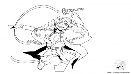 Coloring Page Of Mitsuri Kanroji