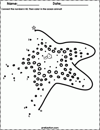 Ocean Animals Dot To Dot Worksheets | Numbers 1-10 | Dot worksheets, Ocean  animals, Dots