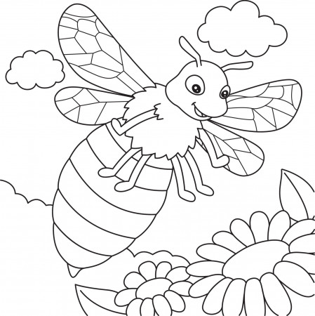Bee Coloring Page for Kids 5073760 Vector Art at Vecteezy