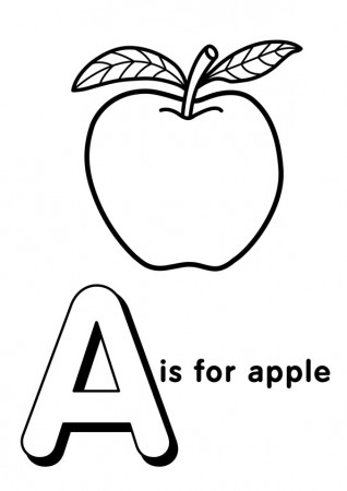Coloring Pages | A for Apple Coloring Page for Kids