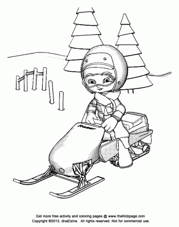 Cartoon Kid Snowmobile Rider, Free Coloring Pages for Kids ...