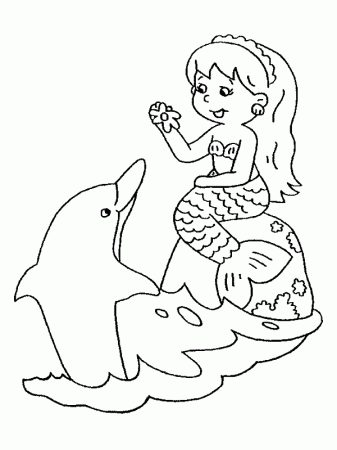 dolphin mermaid coloring pages for kids Coloring4free - Coloring4Free.com