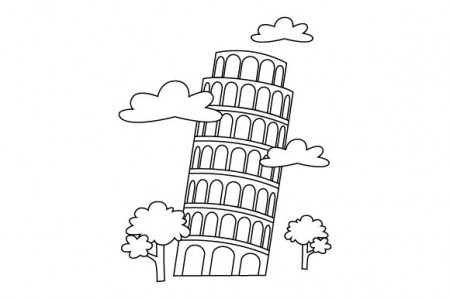 Pisa Tower Coloring Page SVG Cut file by Creative Fabrica Crafts · Creative  Fabrica