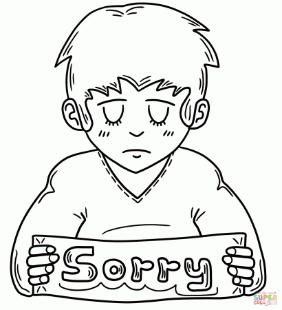 Sad Boy Feeling Sorry coloring page ...