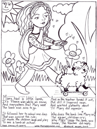 mary had a little lamb coloring page - Clip Art Library