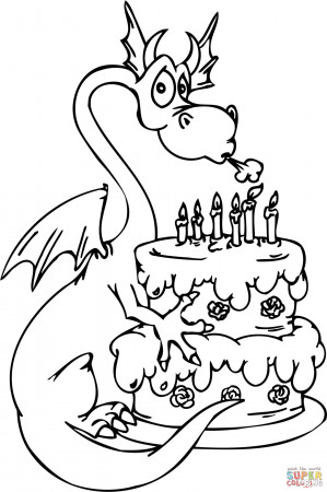 Happy Birthday Cake coloring page ...