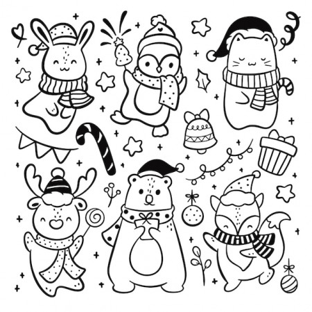 Kawaii Christmas Coloring Page (Printable)