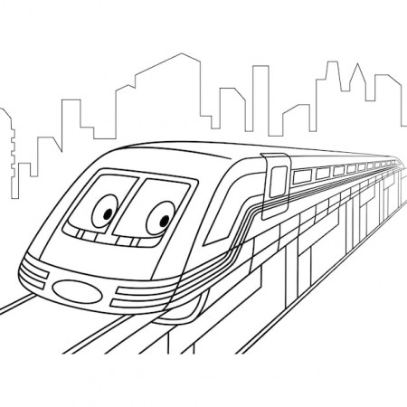 Premium Vector | Suburban electric train. cartoon toy vehicle with funny  face. coloring book page for kids.