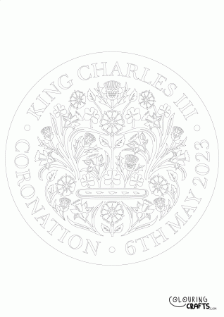 Coronation Emblem for King Charles III Colouring Page - Colouring Crafts