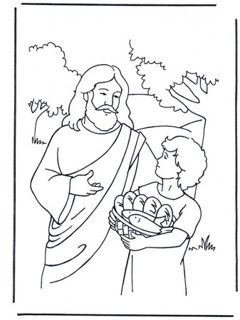 Jesus Feeds 5000 Coloring Page